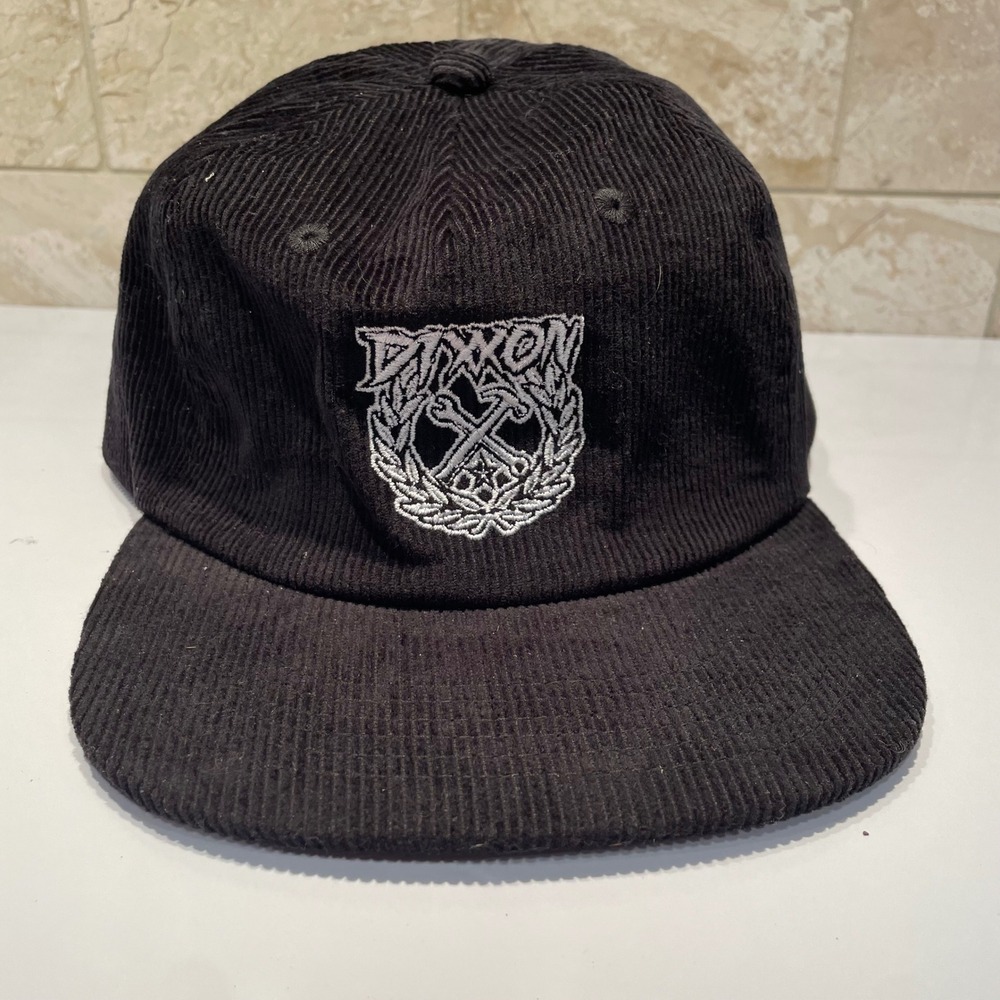 Dixxon Flannel Co Black Corduroy Hat Adjustable Strapback Party Crest Logo Cap